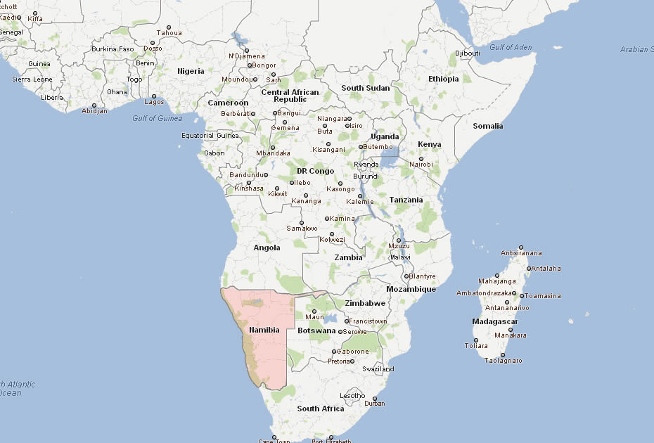 carte du namibie afrique